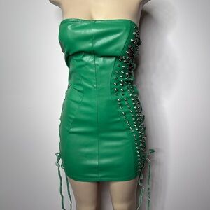 AKIRA Green Studded Mini Dress